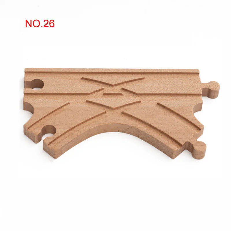 New Wooden Railway Track All Kinds Fork Rail Bifurcation Beech Wood Track Accessories Fit for Thomos Wooden Train Tracks Toy