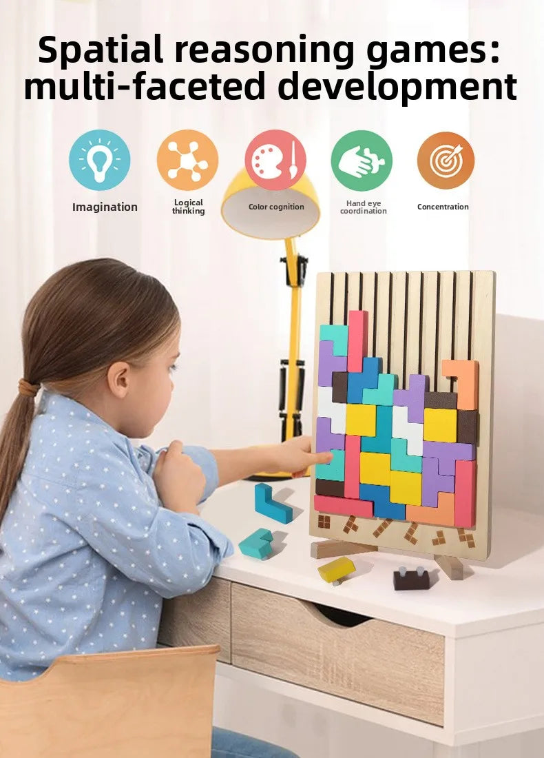 3D Wooden Puzzle, Building Blocks, Puzzle Game, Baby Logic Training Puzzle Toys, Parent-Child Interactive Games