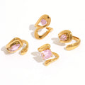Unique 316L Stainless Steel Zircon Rings Suitable For Women's Exaggerated Waterproof Jewelry 18K Gold Plated Rings Gift For Her