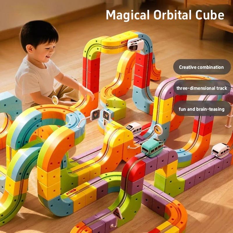 DIY Latest Educational Toys Assembly Magic Track Train Set Children's Toys Non-remote Control Rail Car Gift Box Christmas Gifts