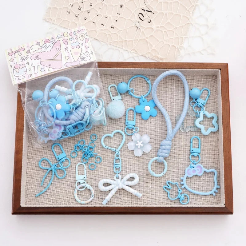 1Set 15pcs Plastic Perler Bead Charms Multicolor DIY Keychain Bag Pendant Accessories Craft Making Supplies With Jump Rings