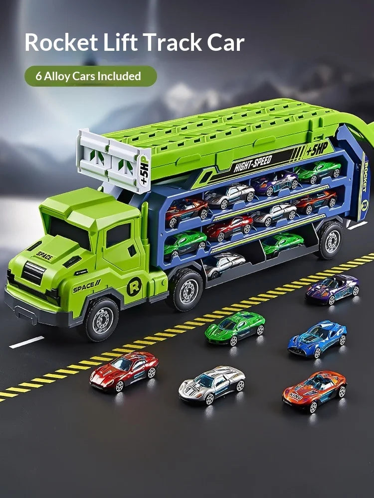 Large Scale Inertia Sliding Engineering Car Toy 3D Lifting Track Playset Interactive Educational Birthday Holiday Gift