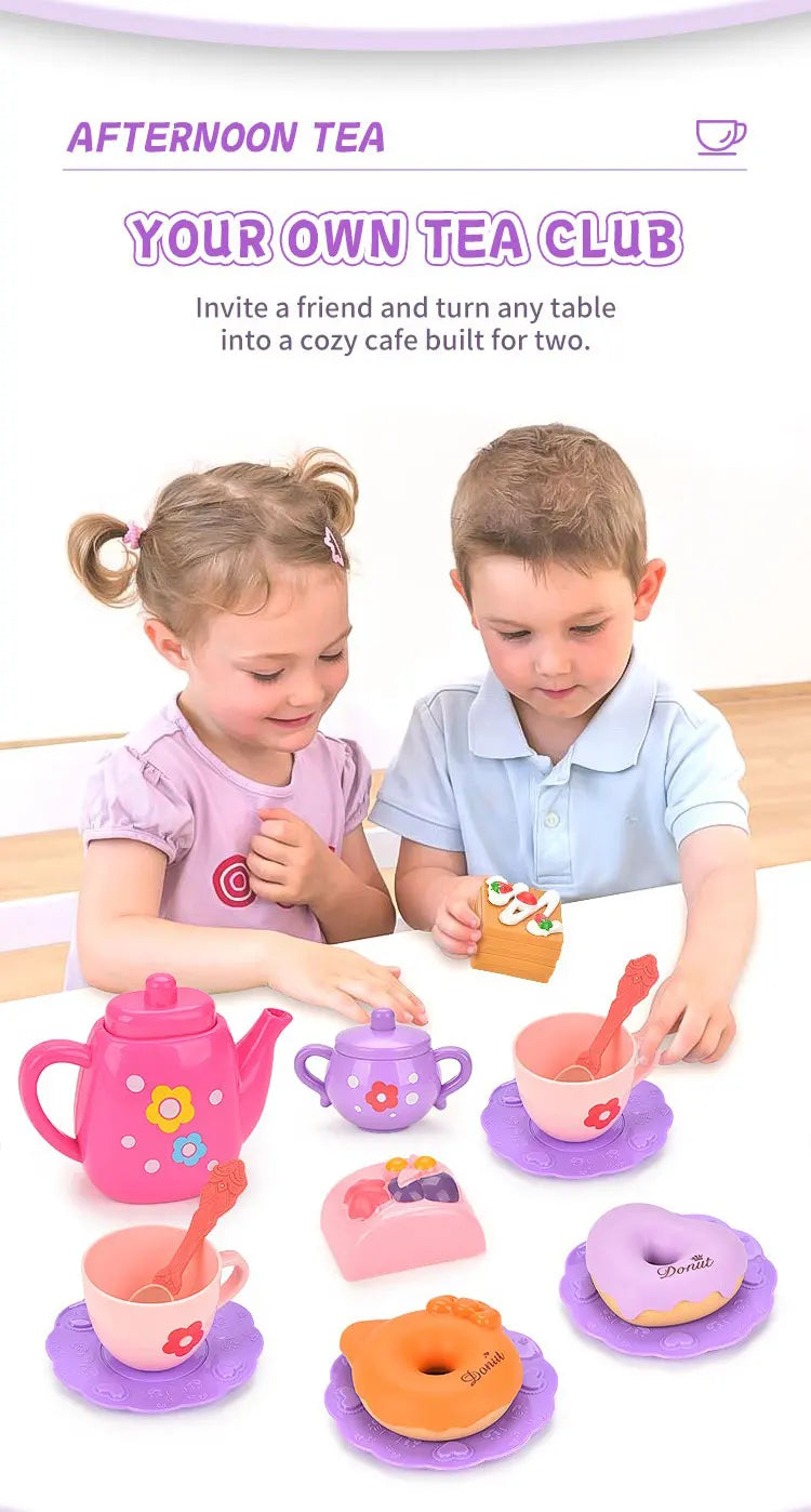 Kids Tea/Pastry Set Toy Simulation Pretend Play Food Playset for Children Montessori Toddler Children Gift Kitchen Girl
