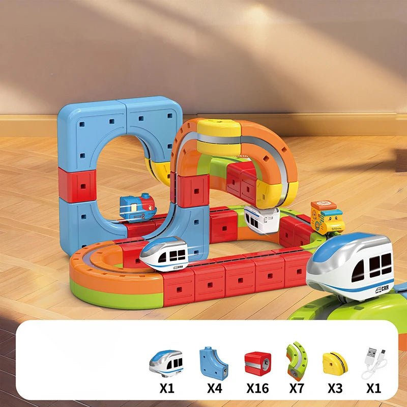 DIY Latest Educational Toys Assembly Magic Track Train Set Children's Toys Non-remote Control Rail Car Gift Box Christmas Gifts