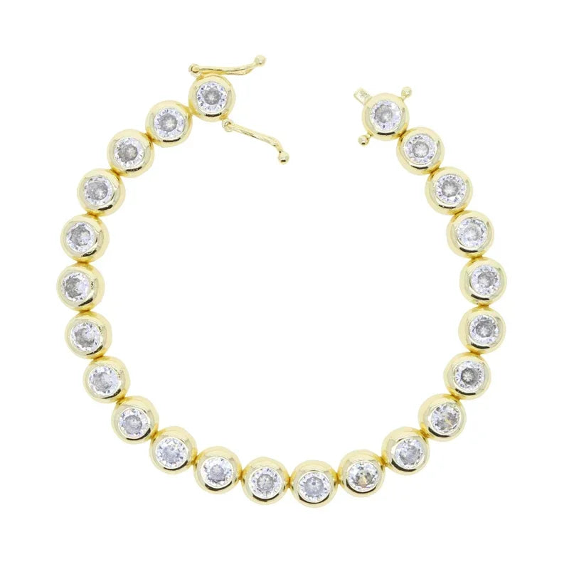 Geometric Round Beaded CZ Jewelry 5A Cubic Zirconia Tennis Necklace 2024 New Bracelet Necklace Set