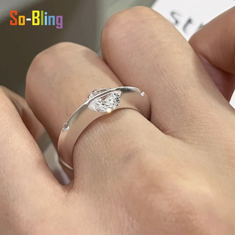 So-Bling 925 Sterling Silver Moissanite Rings Rotating Universe Star Ring with White Gold Plated Lab Diamond Eternity Band Rings