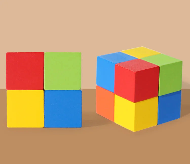 50/100pcs Colorful Cubes Wooden Building Blocks Stacking Up Square Wood Toy Baby Shape Color Learning Toys for Children