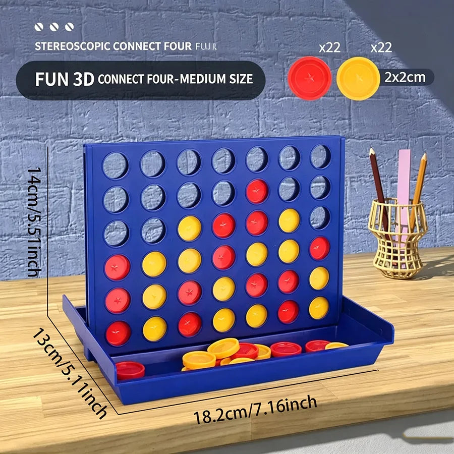 1PCS Four-In-A-Row Chess Connection Classic Family Board Game, Fun Educational Toy for Kids Aged 3+, Gift Box Packaging