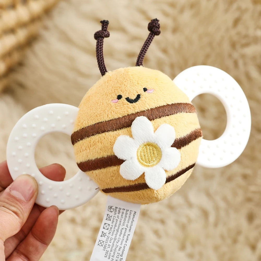 Baby Rattle Toy Baby Crib Moving Bell Felt Plush Bee Soothing Doll 0-12 Months Baby Montessori Sensory Touch Toy Newborn Gift