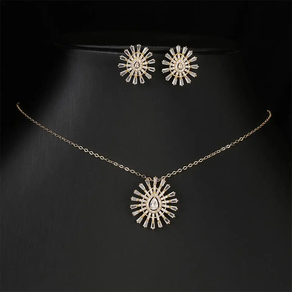 ZAKOL Luxury Retro Micro-set Zircon Women's Necklace Earrings Two-piece Set Temperament Elegant Charm Wedding Party Jewelry Sets