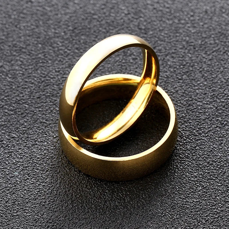 High quality titanium steel plated 18K gold ring couple ring Europe and the United States men and women 2mm4mm6mm8mm simple ring