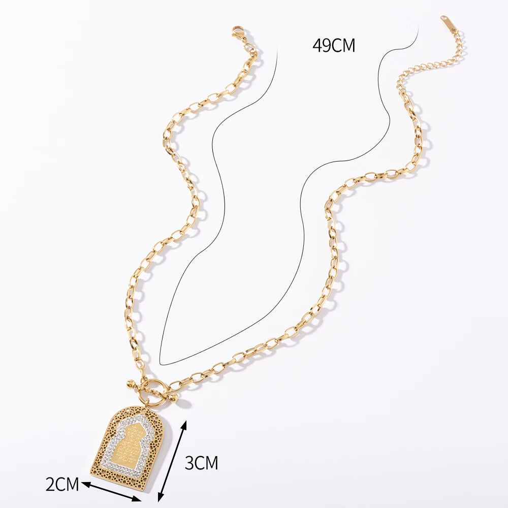2025 Vintage Simple Colored Heart Tarot Pendant Necklace Fashionable Geometric Jewelry Anniversary stainless steel for Women