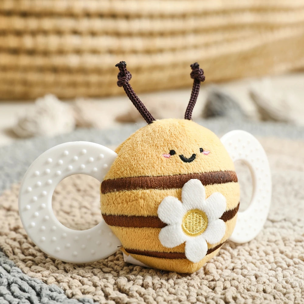 Baby Rattle Toy Baby Crib Moving Bell Felt Plush Bee Soothing Doll 0-12 Months Baby Montessori Sensory Touch Toy Newborn Gift