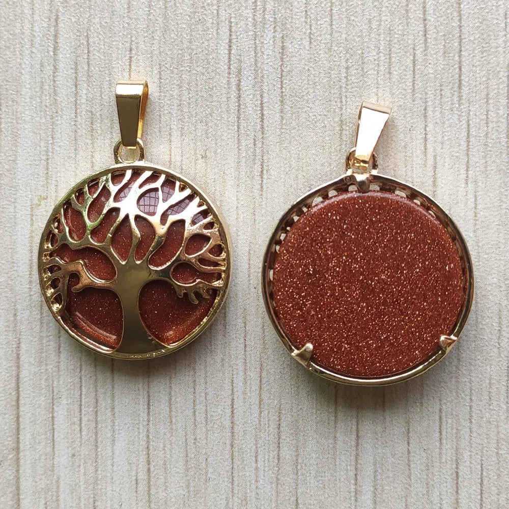 Wholesale 12pcs/lot Fashion Natural Stone Alloy Tree of Life Mix Pendants for Necklaces Jewelry Accessories Making Fast Shipping