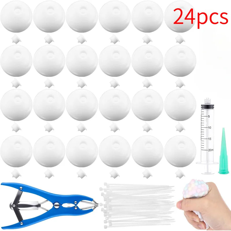 12/24Pcs DIY Ball Making Kit, Blank Ball Skin, Stress Relief Squishy Empty Ball Skin, Water Ball DIY Sensory Play Supplies