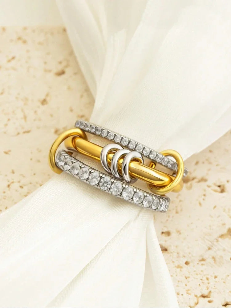 925 Sterling Silver Luxury Gorgeous Versatile Three Interlock Zircon Ring For Women Daily Life Fashion High Quality Fine Jewelry