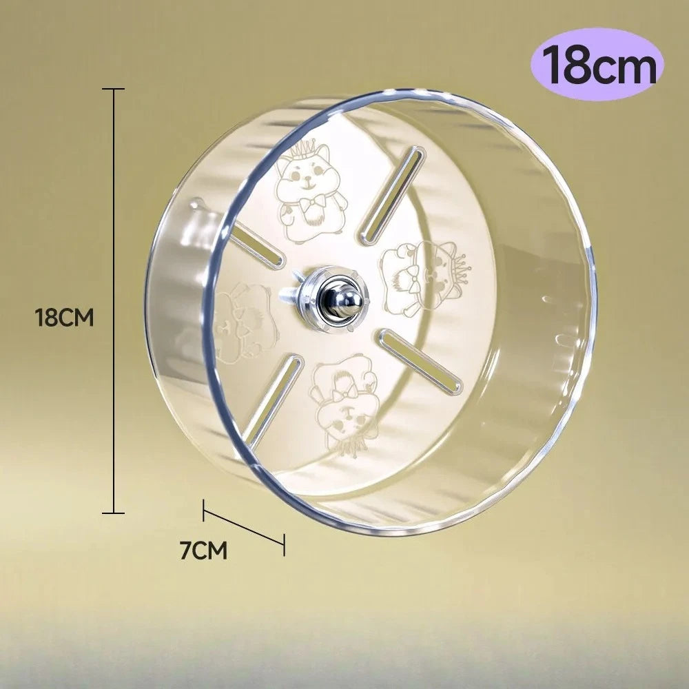 Silent Transparent Hamster Running Wheel Printed Design Small Animal Cage Accessories Suitable for Dwarf Rats And Other Pets