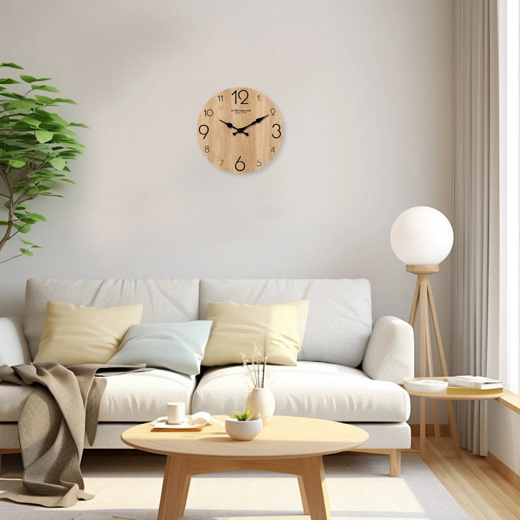 Modern Wood Grain Texture Pattern Wooden Wall Clock 10-16inch , No Second Hand Design, Silent Without Ticking, Battery Powered, Suitable for Living Room, Bedroom, Kitchen, Home Decoration, Silent Quartz Clock, Holiday Gift, M