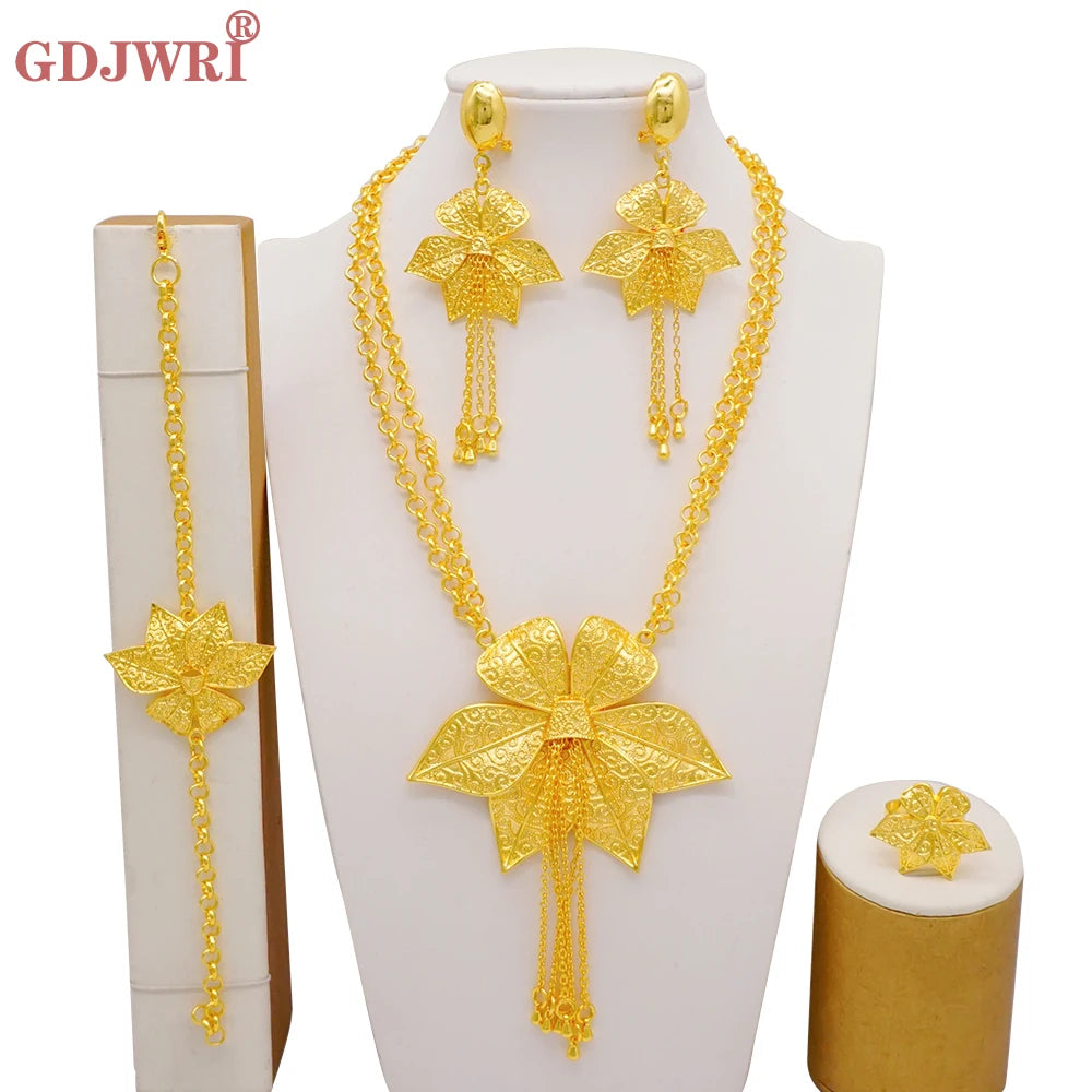 Ethiopian Fashion Women's Jewelry Set African Wedding Jewelry Set Necklace, Bracelet, Earrings, and Ring Set