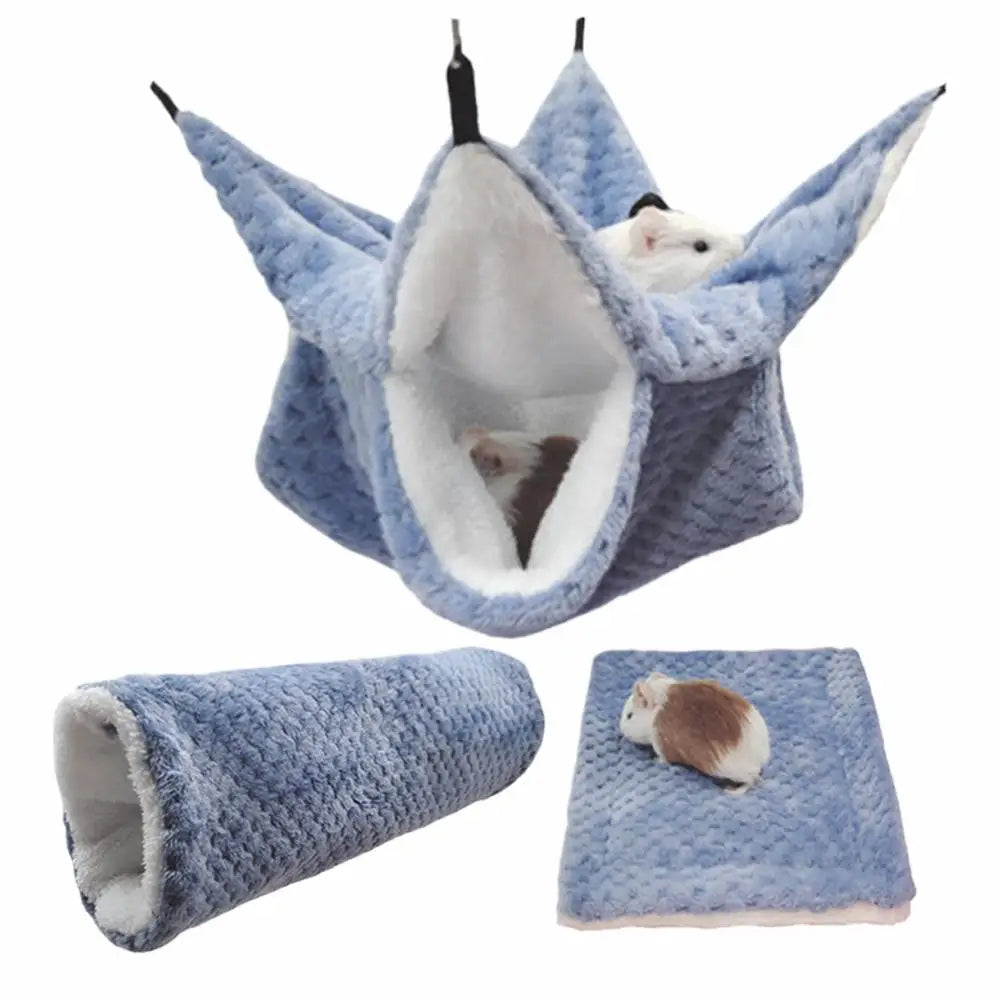 Hamster Nest Winter Bed House Shed Hanging Hammock Cage Tunnel Plush Hideaway for Hamster Guinea Pigs Sugar Small Pe H8z6