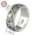 Factory Price S925 Sterling Silver Movable Great Wall Pattern Ring Men Women Real Silver Double-layer Rotatable Rings Jewelry
