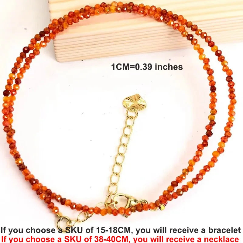 Natural Gemstones 2mm Cutting Angle beads Necklace Tourmaline quartz garnet zircon Bracelet Choker Men Female Jewelry Party Gift