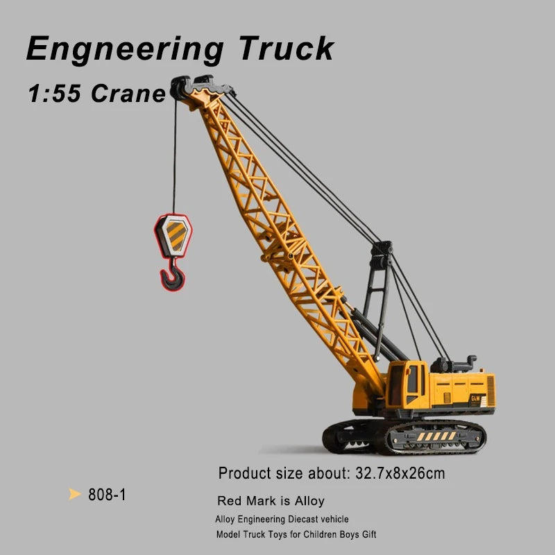 Engineering Diecast Crane Bulldozer Excavator Vehicle Construction Alloy+Plastic Tractor Inertial Model Toys for Children Boys