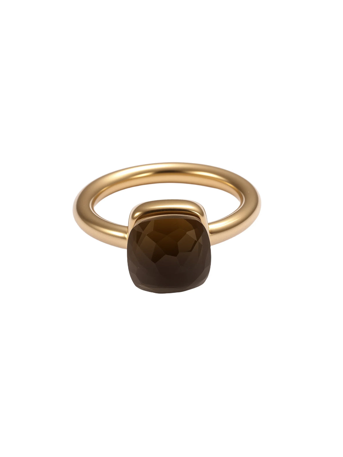 Colorful Crystal Nude Ring for Women 18K Gold Plated Stainless Steel Candy Color Square Stone Statement Rings Jewelry Gift