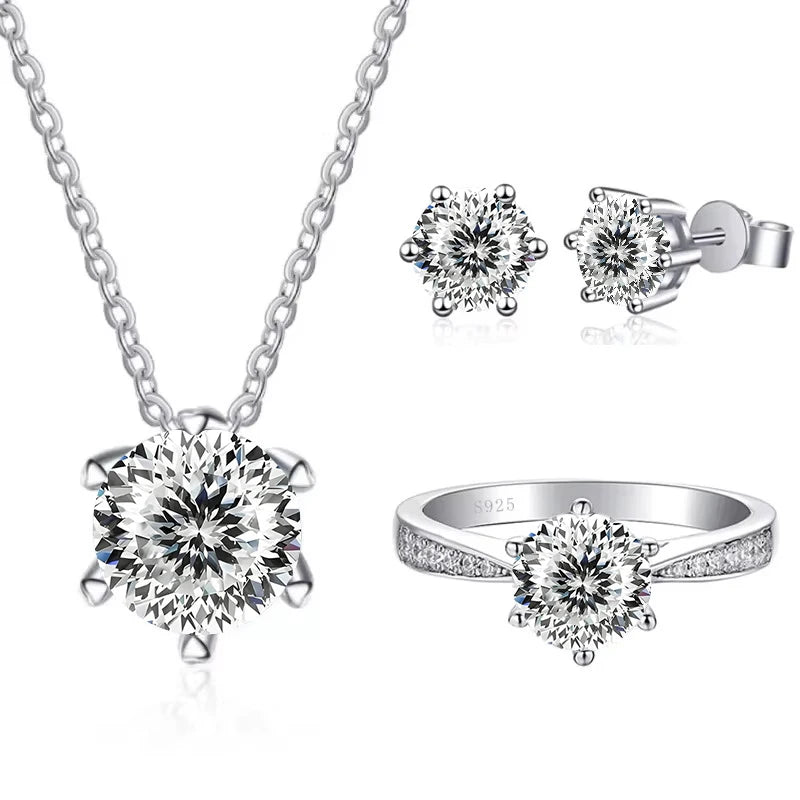 JoyceJelly Moissanite Jewelry Set With 1CT D Color VVS 3EX moissanite stone pass diamond test Wedding Luxury Fine Jewelry gift
