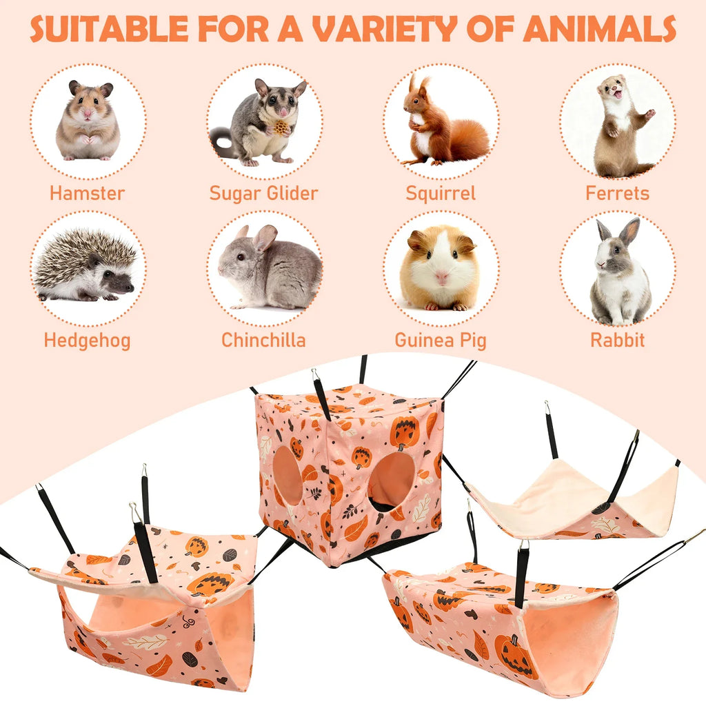 4Pcs Hamster Hammock Soft Cozy Rodent Hamster Bed Hanging Rat Cage Accessories Adjustable Ferret Hanging Nest Swing Pet Supplies