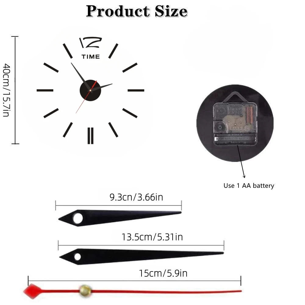 Large 3D Wall Clock Luminous Classic Wall Clocks DIY Digital Clock Wall Watches Stickers Silent Clock for Home Living Room Table