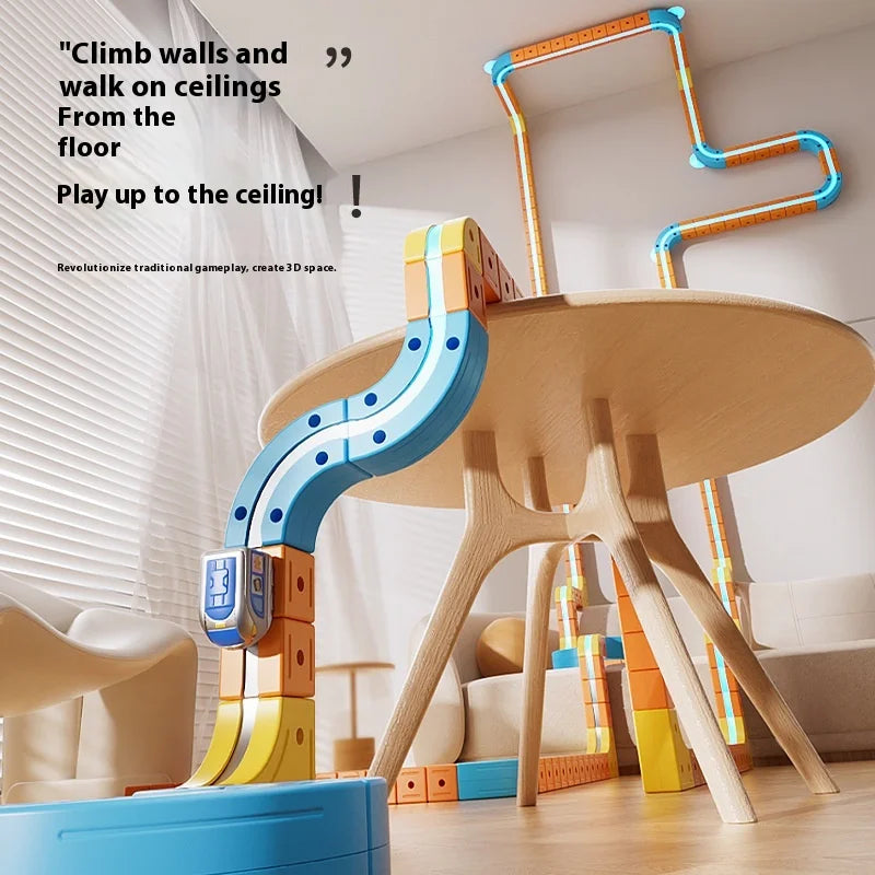 DIY Train Toy For Boys Magnetic Track 1:64 Electric Vehicle Miniature Model Toys Education 3 Years Children Gifts