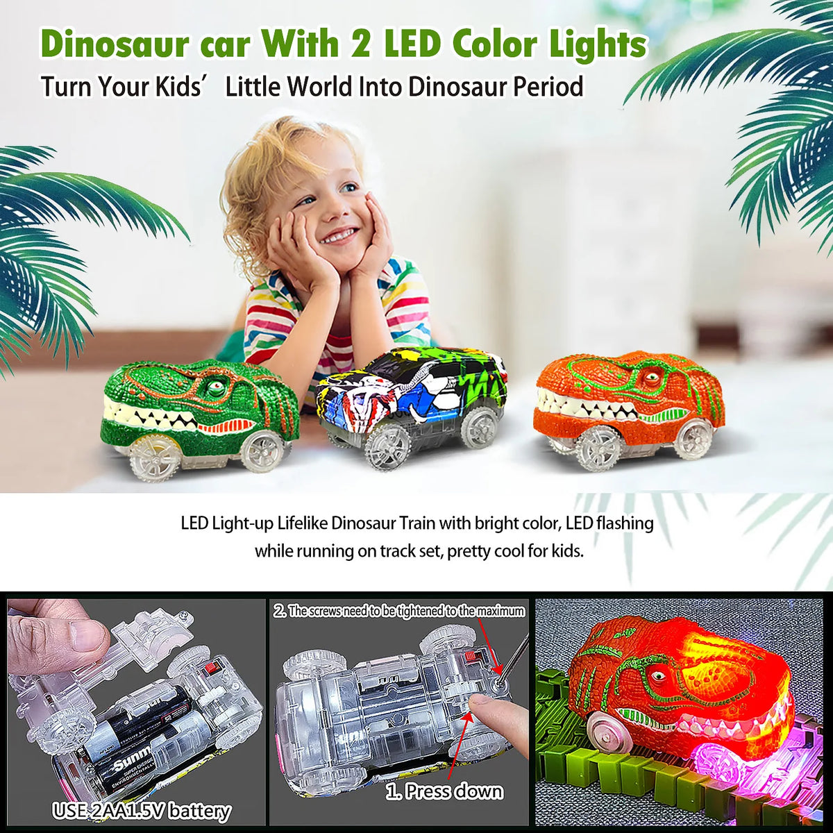 DIY Dinosaur Toys set Magical Train Track Racing Toy Bend Flexible Race Track Educational Toys For Kids Birthday Gift