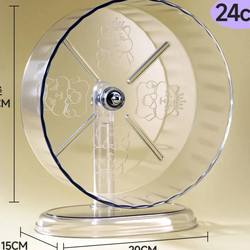 Silent Transparent Hamster Running Wheel Printed Design Small Animal Cage Accessories Suitable for Dwarf Rats And Other Pets