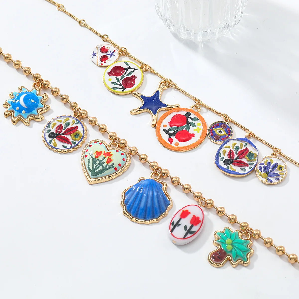 Personality Design Geometric Metal Painting Palm Tree Flower Pendant Necklaces for Women 2025 Trend Jewelry Neck Accessories