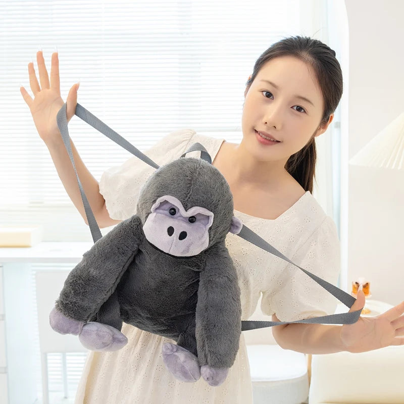 32CM Creative Gorilla Plush Backpack Cute Monkey Stuffed Doll Funny Student School Backpack Gifts