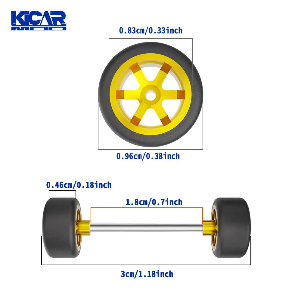 1/64 Model Q Car Wheels with Detachable Slicks Rubber Tires for Toy Model Diecast Cars Refiting Parts for MINIGT  (5 Cars)