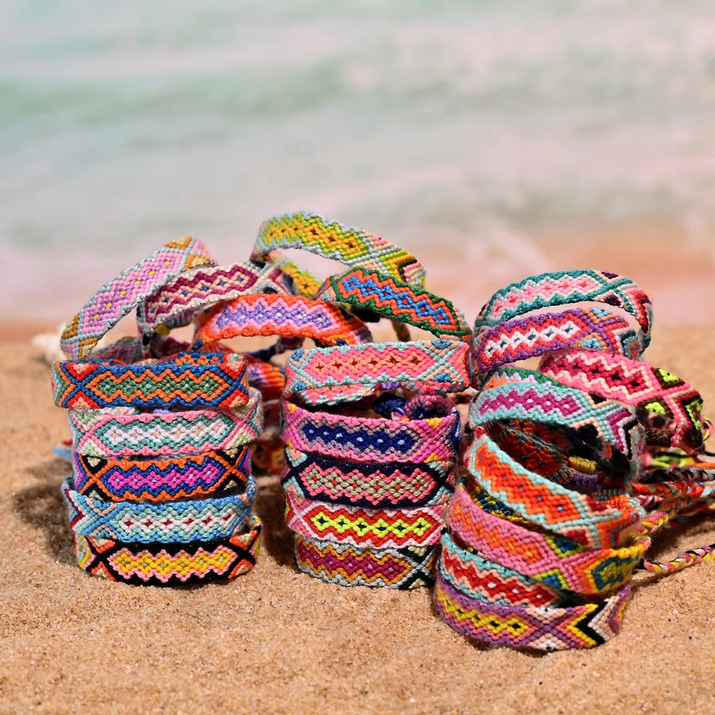 12/24/36pcs Random Bohemian Woven Bracelet Set with Tassel Colored Hand Woven Bracelet, Adjustable Ethnic Style Jewelry