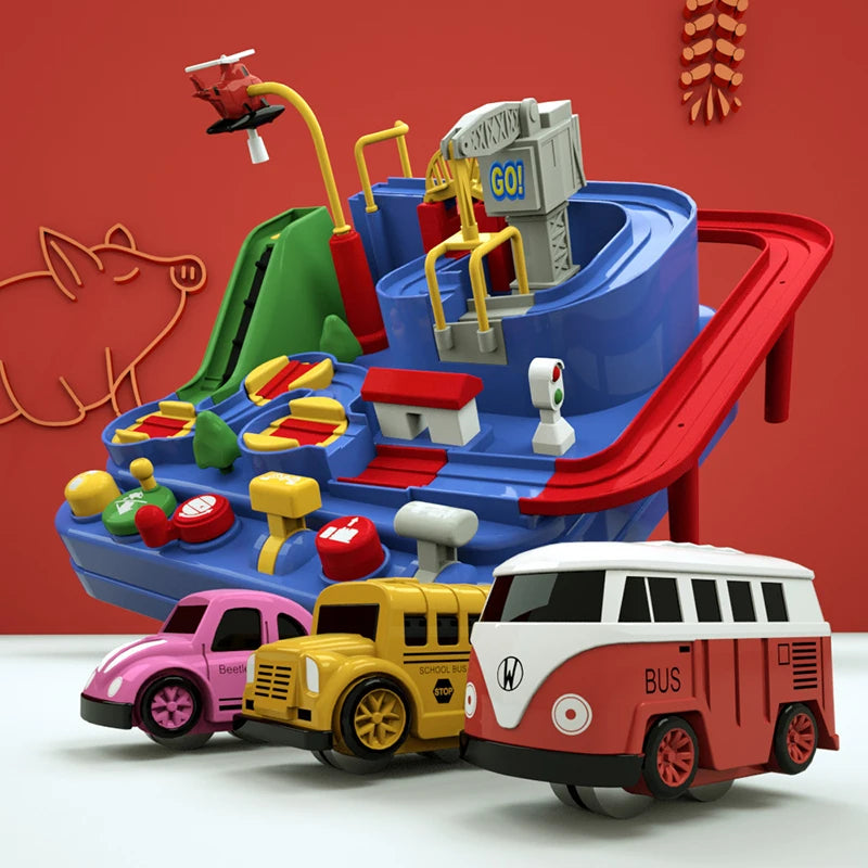 Car Train Track Sets Racing Rail Model Educational Toys Children Adventure Game Mechanical Interactive Animals Space Rocket Toy