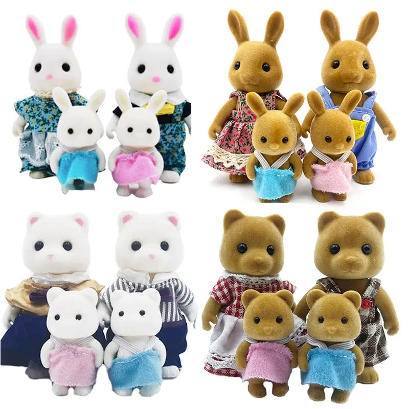 Forest Animal Family 1/12 Dollhouse Furniture Bedroom Kitchen Bathroom Set Miniature Simulation Dolls Accessories DIY Toys Girls