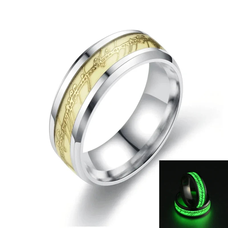 Lord of the one Rings thick chain advanced pearl chain movie with the same necklace ring hip-hop 3D carving inside and outside.
