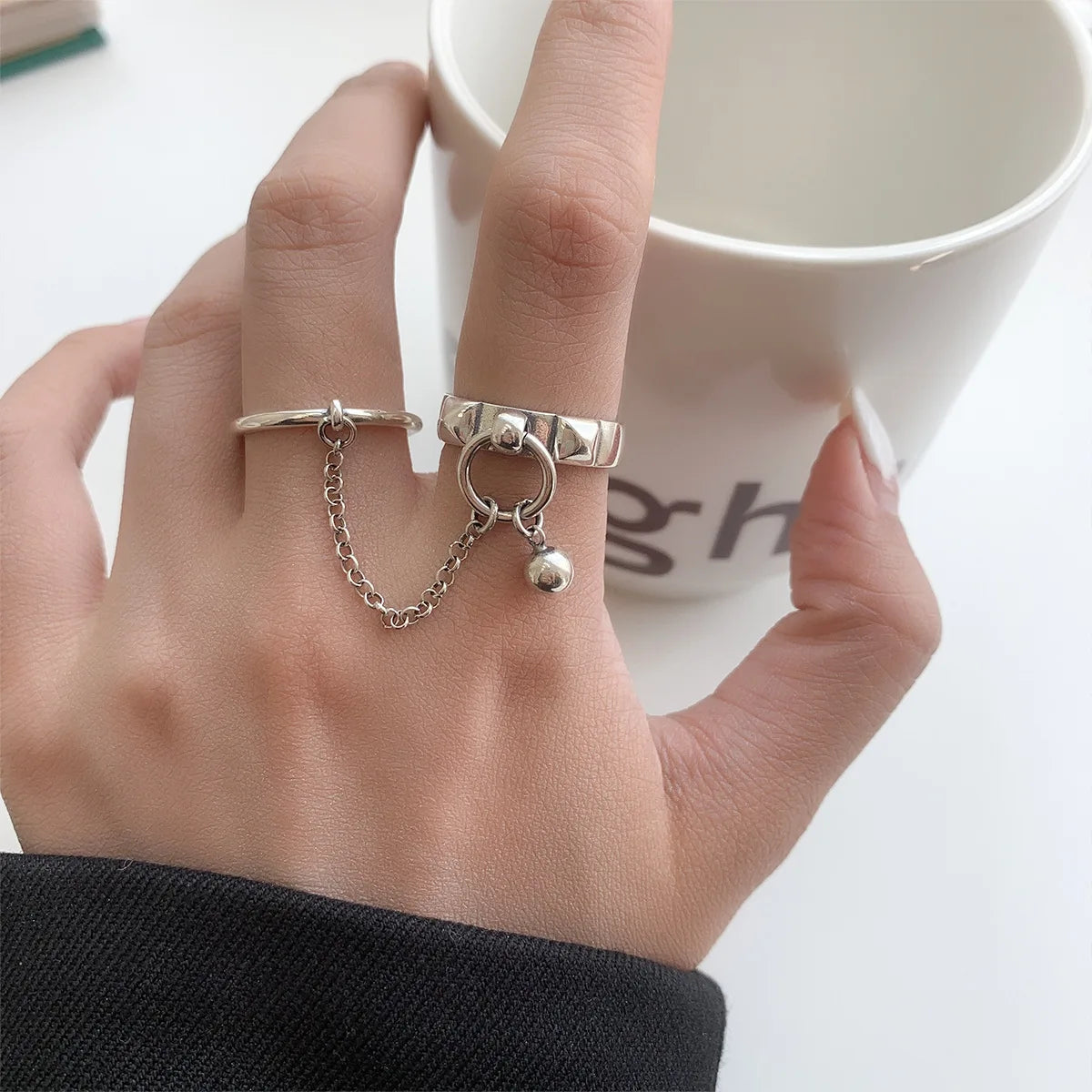 925 Sterling Silver Rings for Women Couple Minimalist Handmade Simple BIg Ring Party Jewelry Gift Prevent Allergy