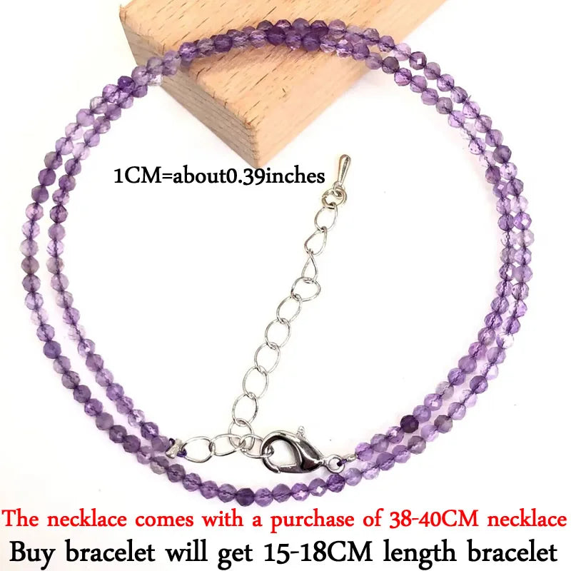 2024 New Boho 2mm Natural Stone Crystal quartz Necklace Bracelet Small Chain Ladies Fashion Accessories Charm Jewelry Accessorie