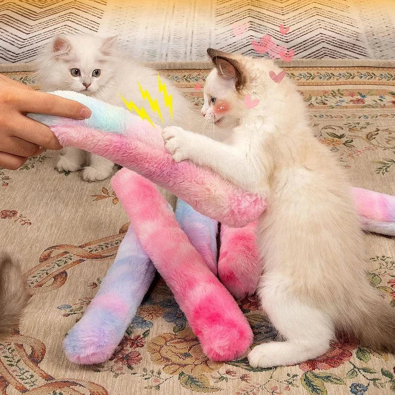 Cat plush gradient pillow toy chewing and teasing sticks, teething sticks, self-entertainment cat toy pillow