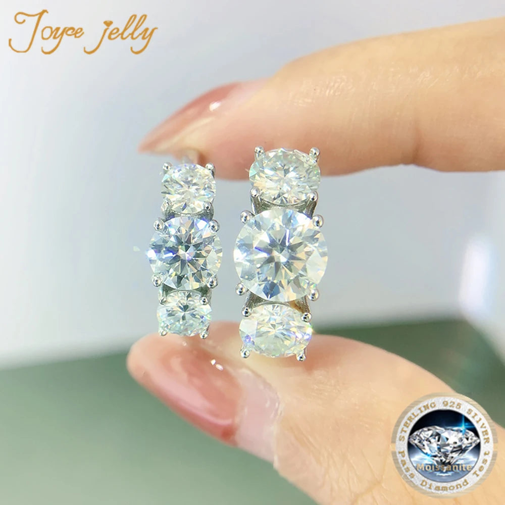 JoyceJelly S925 Sterling Silver Colors Moissanite Ring 2CT 4CT Total Full Moissanite Diamond Jewelry For Wedding Engagement Gift