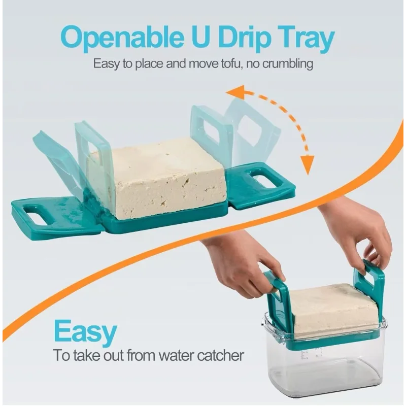 Home Tofu Press Efficient Use Plastic U Shaped Drip Tray Sealing Lid Tofu Presser Drainer for Home Kitchen Tofu Press
