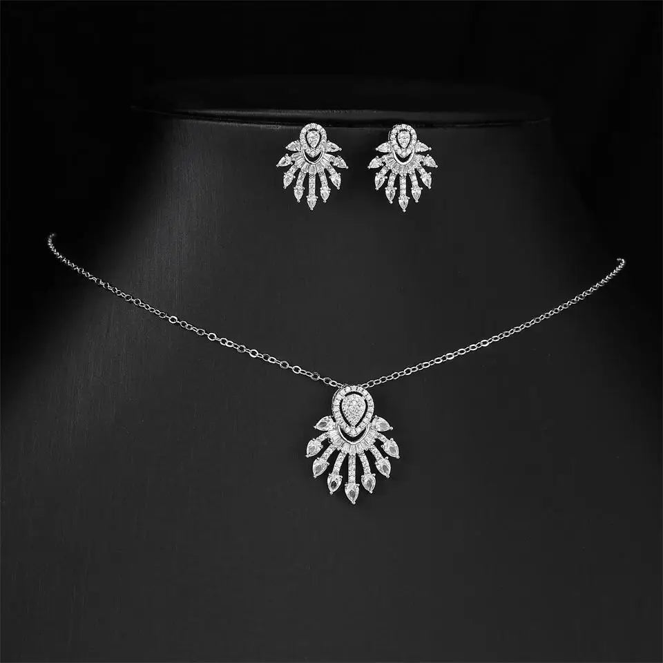 ZAKOL Luxury Retro Micro-set Zircon Women's Necklace Earrings Two-piece Set Temperament Elegant Charm Wedding Party Jewelry Sets