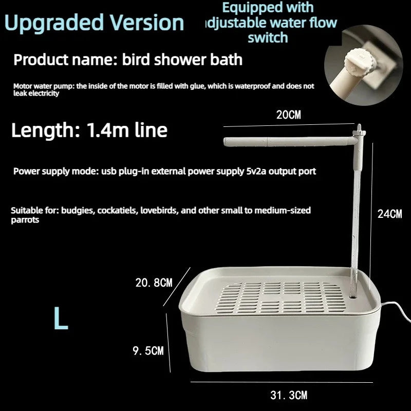 1Pcs USB Electric Automatic Circulating Bird Bathtub Tabletop Parrot Shower Basin Healthy Bathing Tub for Budgie Lovebird Cockat