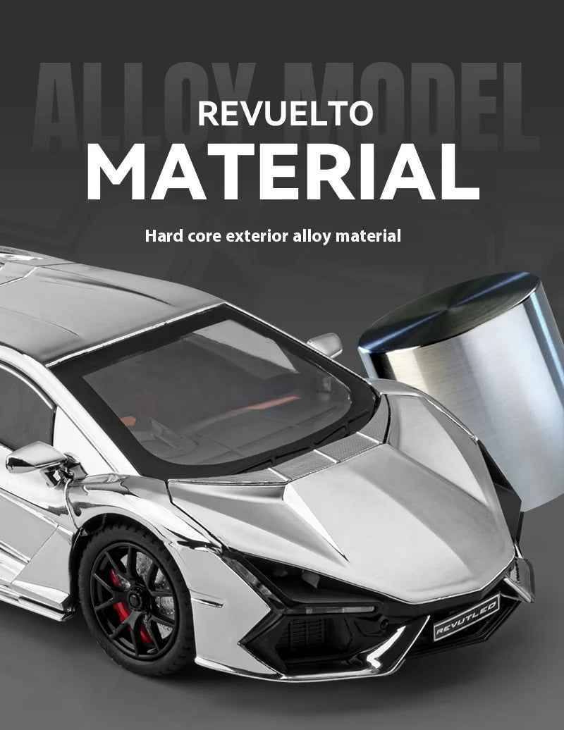 1:24 Lamborghini Revuelto Spray Plating Version With Water Spray, Fog Effect Realistic Simulation Alloy Model Boy Gift