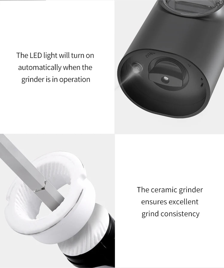 1/2pcs Automatic Pepper Grinder Salt And Pepper Grinder USB Rechargeable Adjustable Coarseness Spice Mill for Kitchen Tool